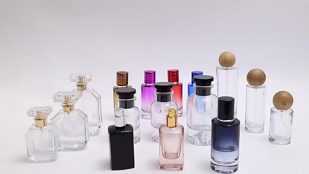 Refillable 50ml 100ml Square Blue Glass Perfume Bottle