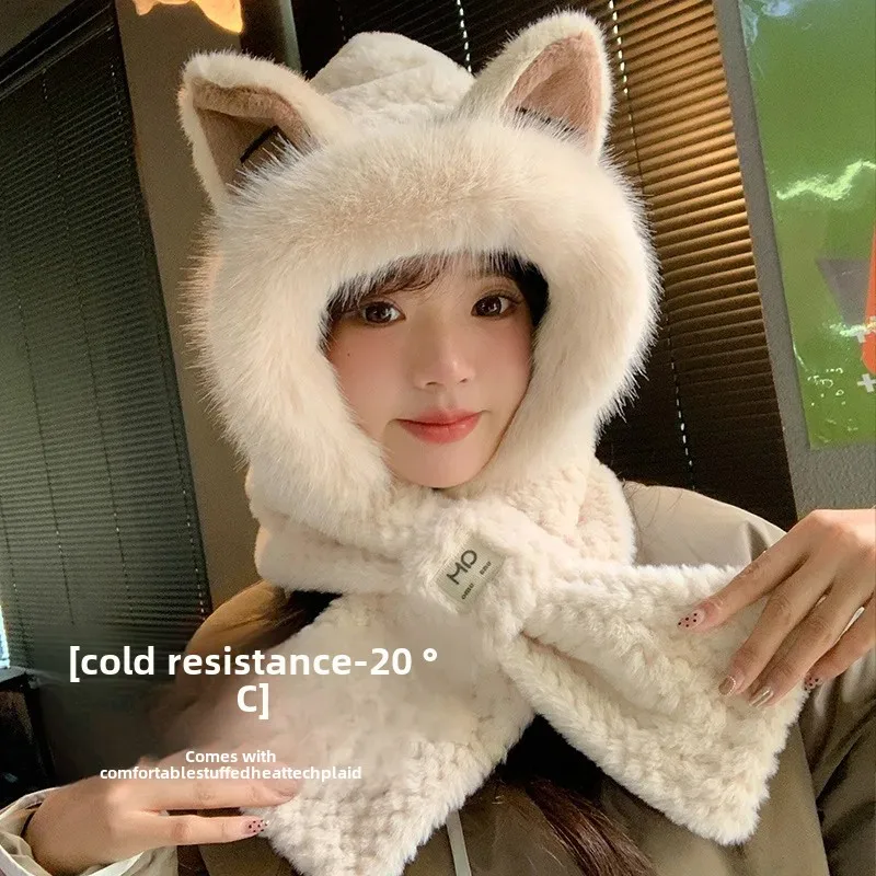 Winter hat, cute keep warm velvet scarf, increased thickness
