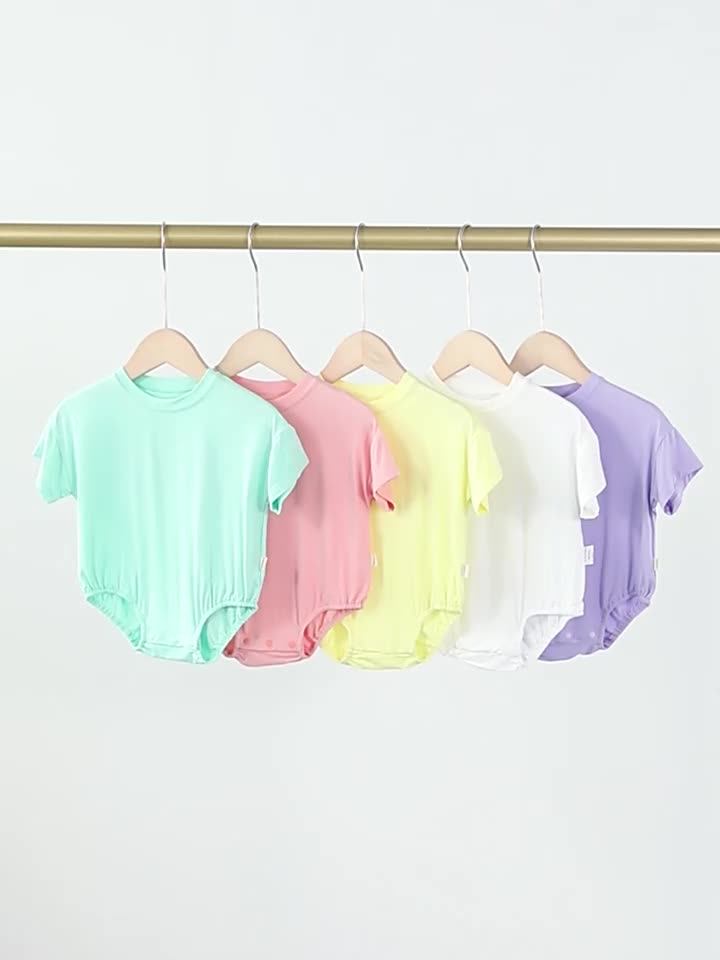 Wholesale Blank Clothes Baby Bubble Romper Bodysuit Summer Short Sleeve Modal Blank Oversized