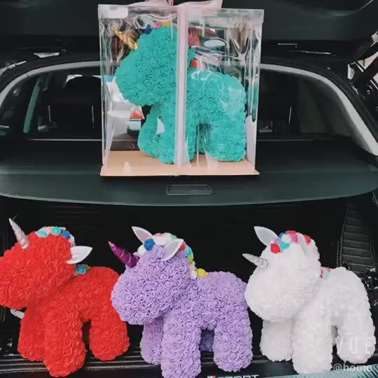 Tondo 30cm Gift Teddy Bear Foam Preserved Flower Unicorn Rose Unicorn