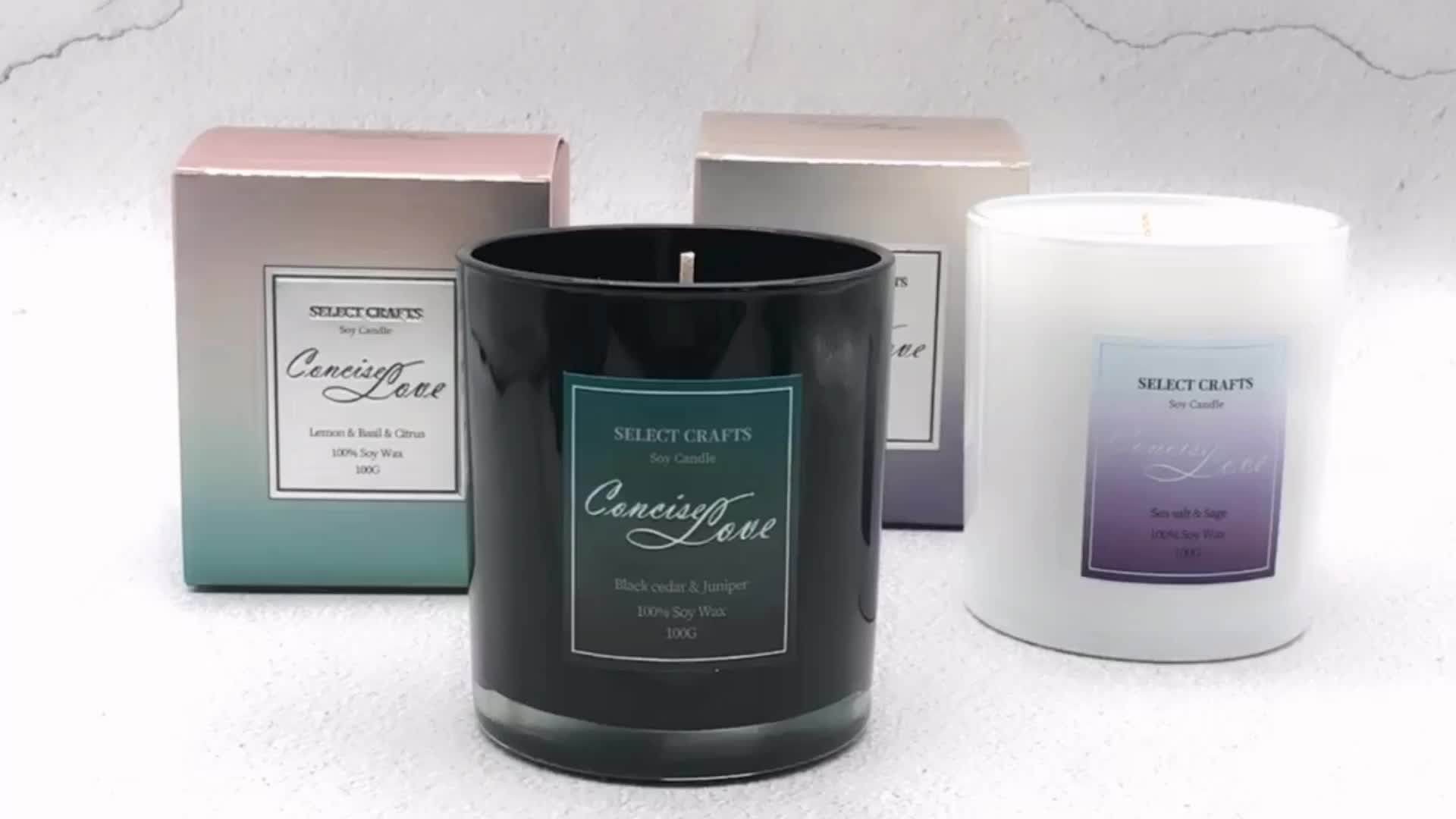 Custom Packaging Box Luxury Candle Soy Scented Wax Black Glass Candles