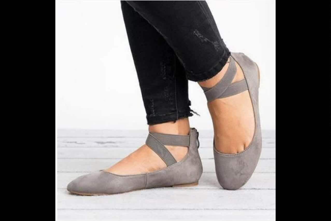 Ankle Strap Ballet Flat Cross Low Heel Pumps Ladies Ballerina Shoes