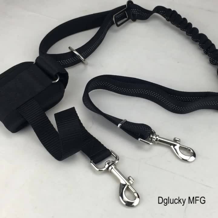Durable Highly Reflective Nylon Bungee Dog Leash With Padded Handles