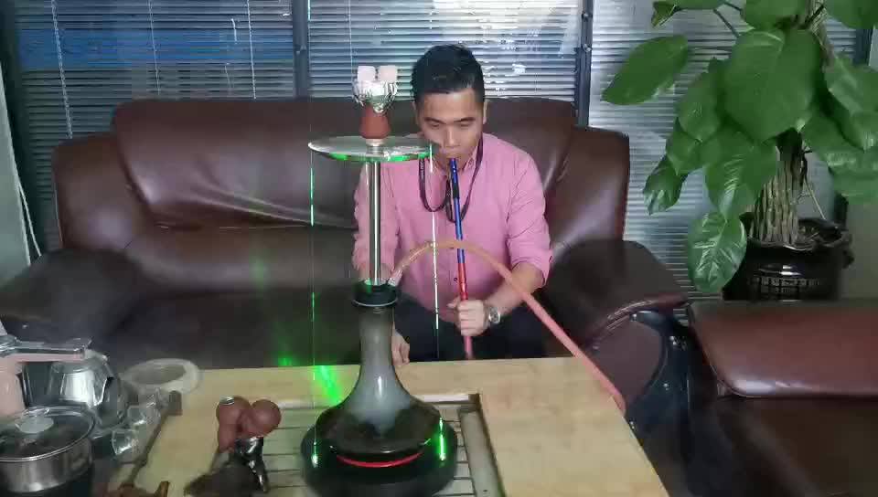 Simple Wooden Glass Shisha Glass Bottle Hookah Laser Light Led Plate