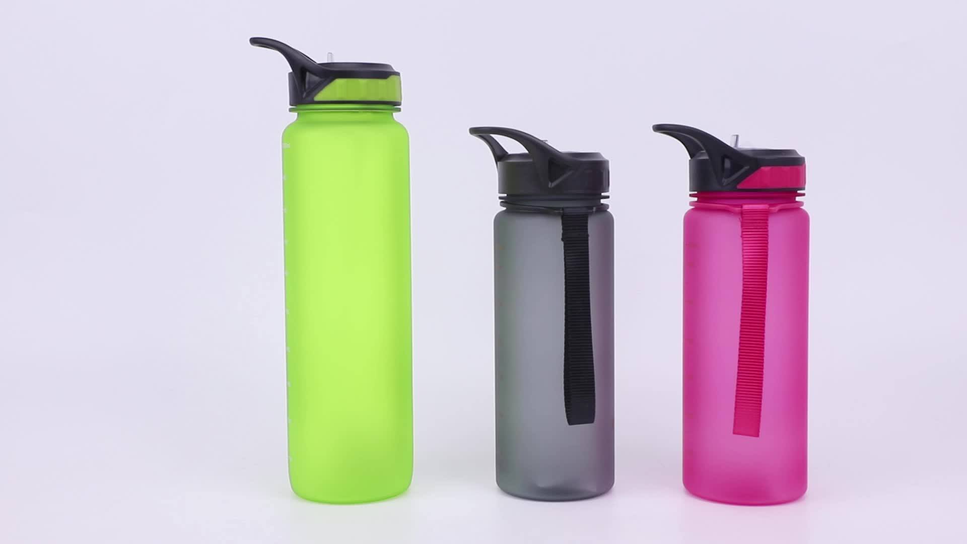 Frosted Tritan 1l Sports Water Bottle With Handle And Foldable Sipper