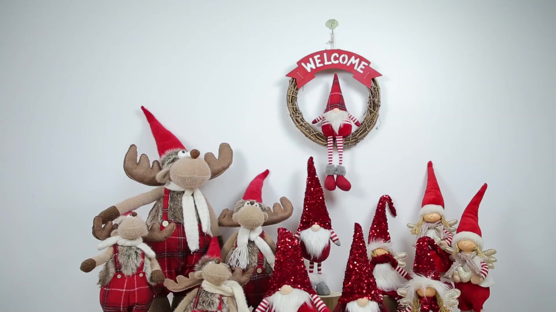 New Handmade Indoor Christmas Fabric Party Decorations Standing Santa