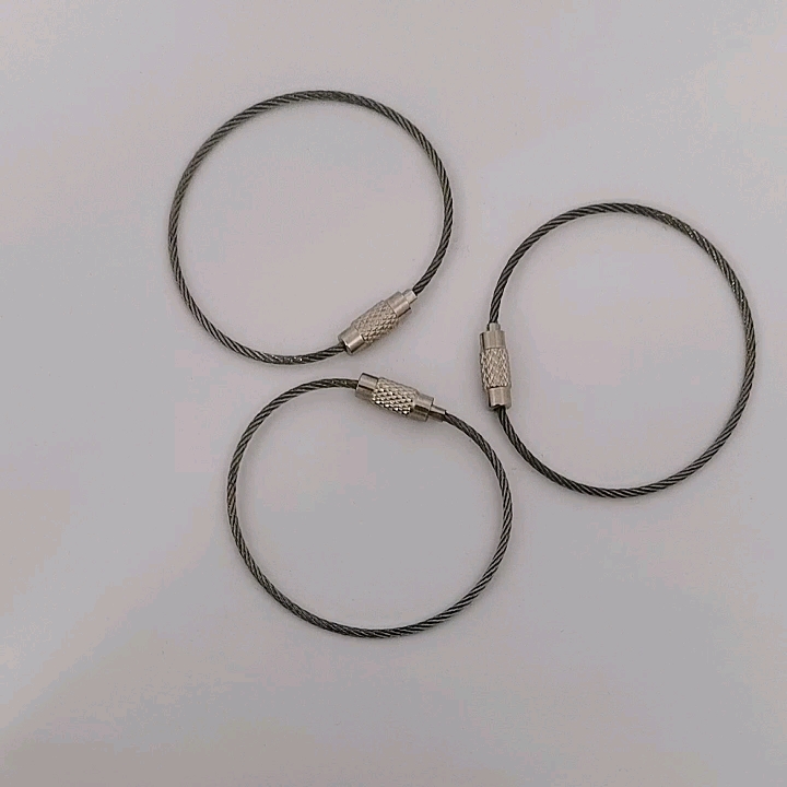 Ivoduff Stainless Steel Wire Keyring Loop Wire Keychain Cable Key Ring