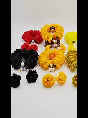 Thailand's new and other ornaments are also willing to import the Flower Garland cloth flower bars gold, black, yellow and red Open