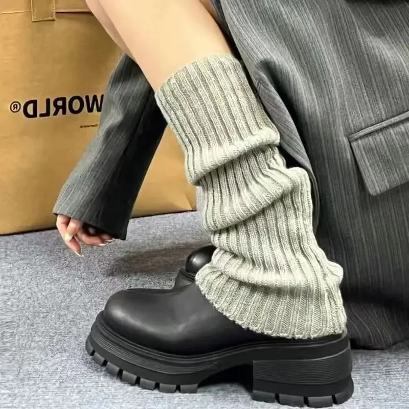 Spring Festival non-closing hot girl knitted pile socks gray leg cover jk White long Net red tide mid-calf socks female y2g
