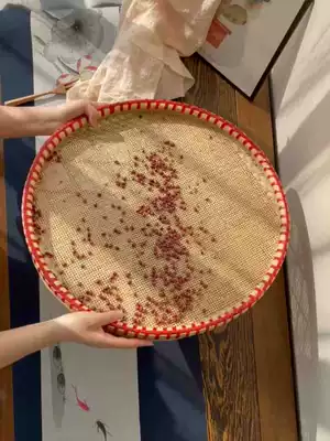 Bamboo products Handmade dustpan Bamboo woven farm perforated bamboo sieve drying non-perforated round dustpan Bamboo dustpan bamboo plaque decoration