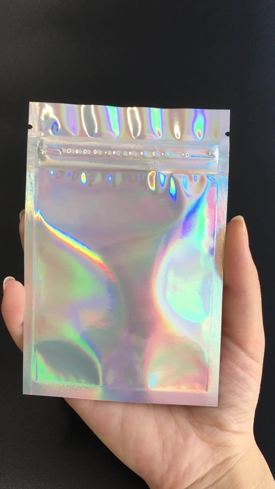 Mylar Holographic Foil Zip Lock Bag For Eyelash Extension Glue