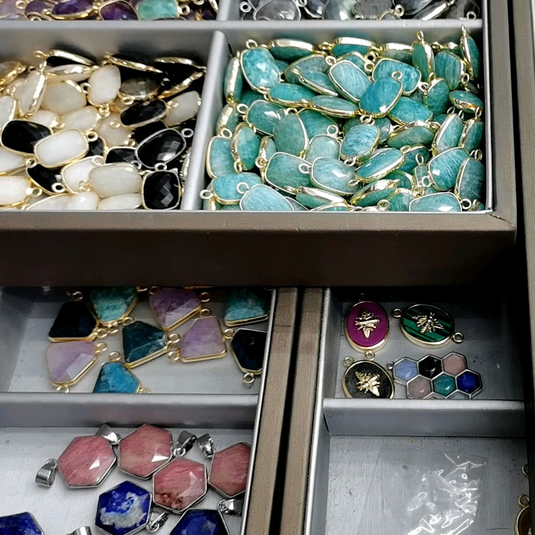 Natural Gemstone Small Square Pendant Jewelry Making Supplies Charm