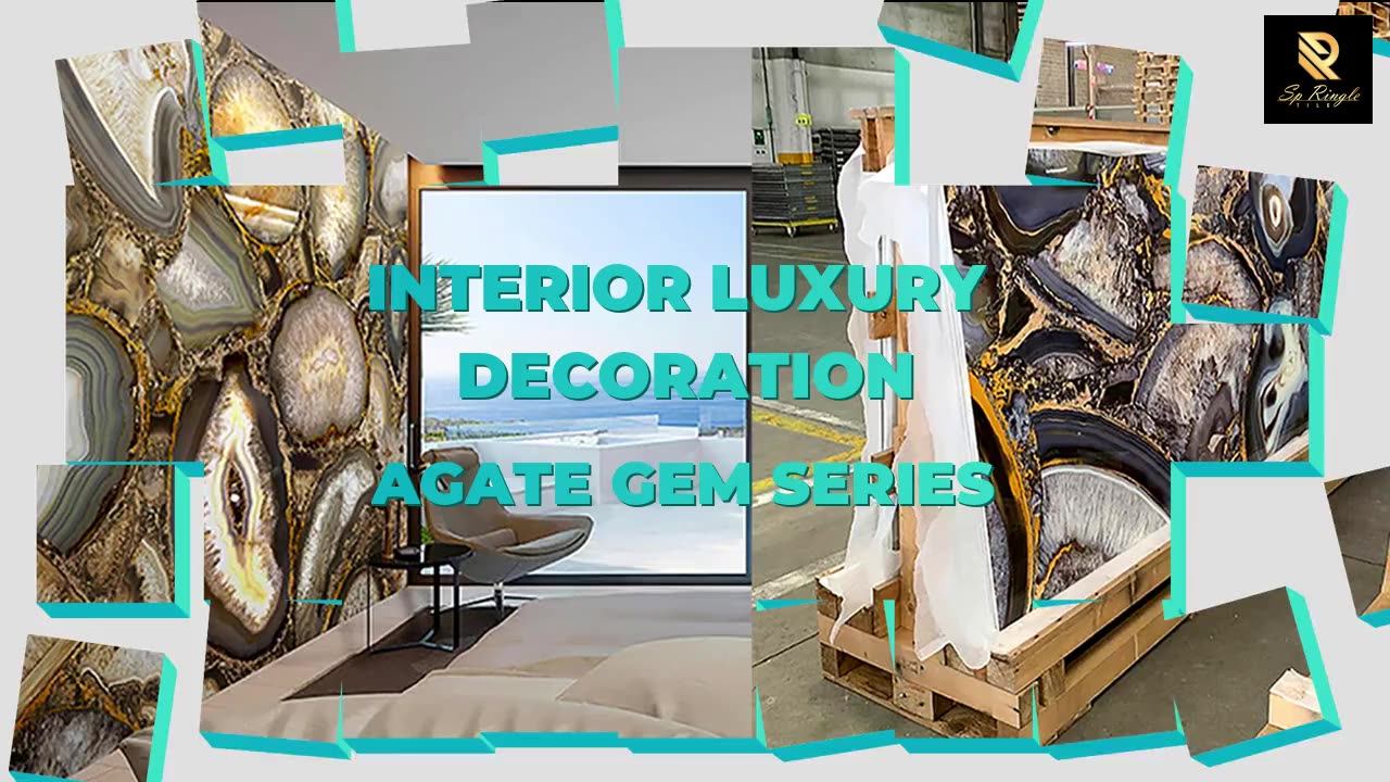 Springletile Luxury Gold Agate Stone Ceramic Carreau Decoration Living