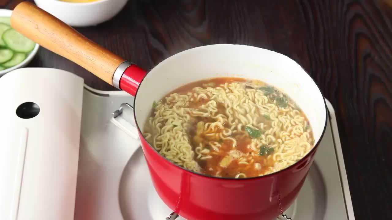 Korean Enamel Sauce Pan Milk Soup Pot With Long Wooden Handle Buy