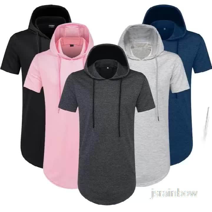 Wholesale Men Fashion Plain Pullover Hoodies Custom Men Short Sleeve