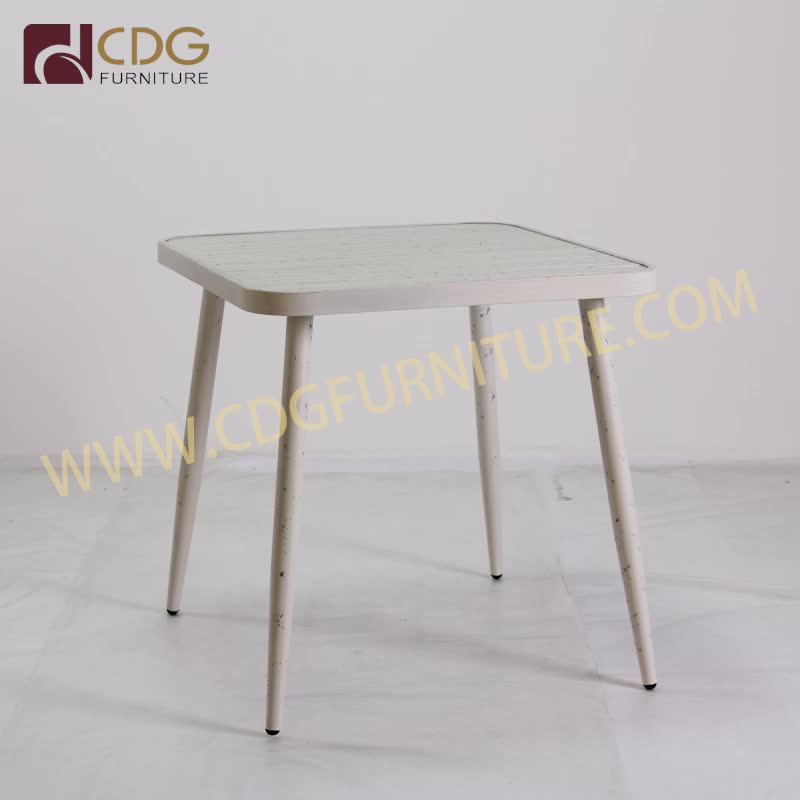 Vintage Antique Restaurant Aluminum Outdoor Garden Table Set White Grey