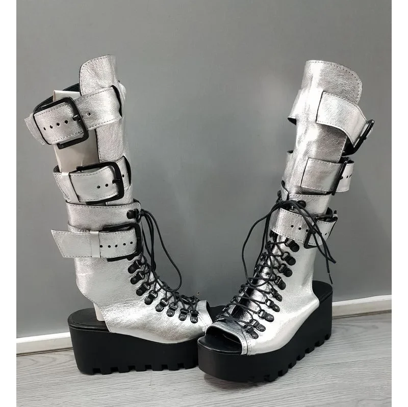 Platform Shoes Lolita Punk Diablo Cosplay Lolita Shoes Boots Peep Toe Sandals