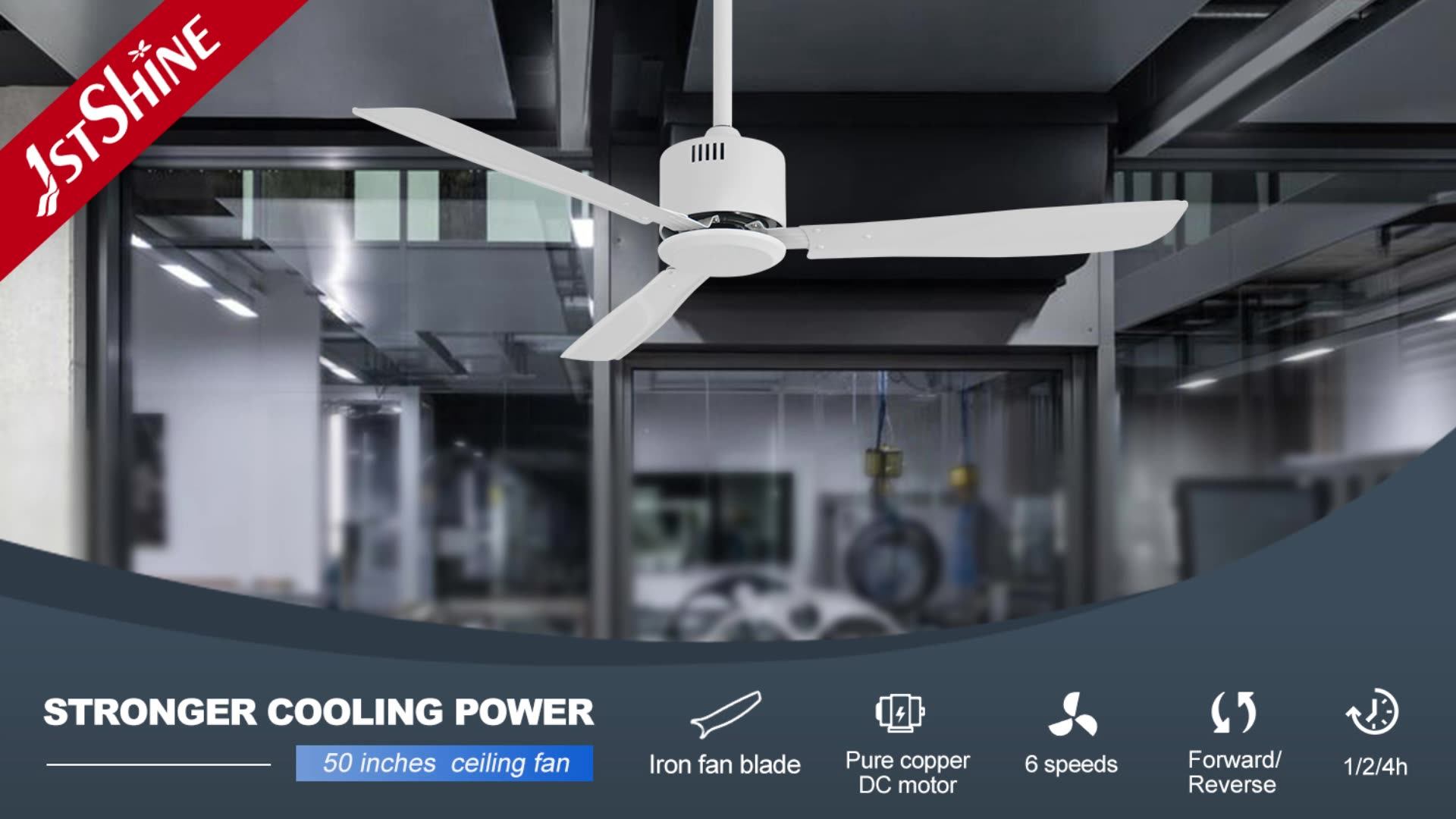 1stshine White Iron Blade Big Modern 56 Inch Ac Dc Industrial Cooling Home Electric Ceiling Fans