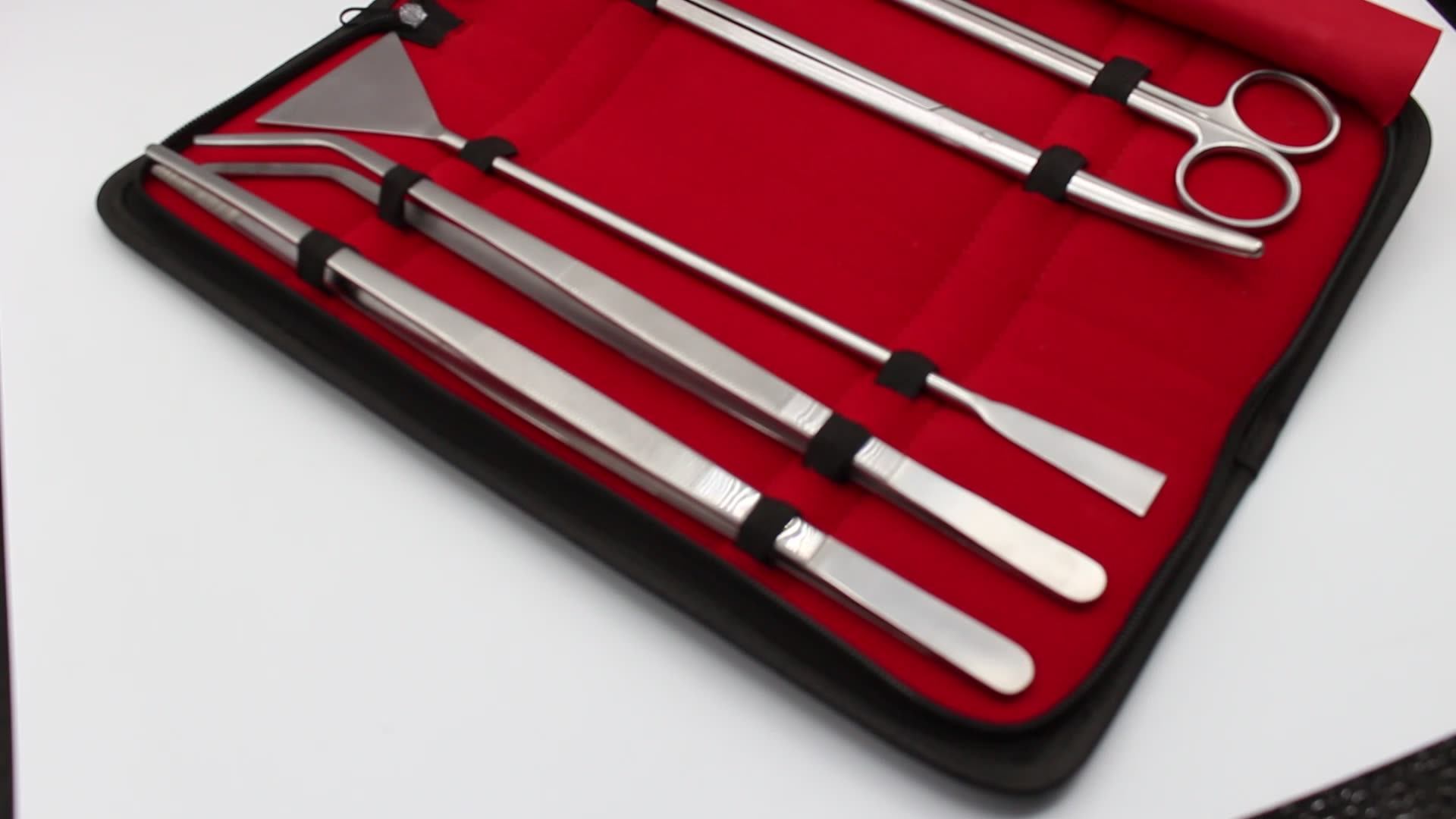 Kit With 5 Stainless Steel Aquascaping Aquarium Tools Including