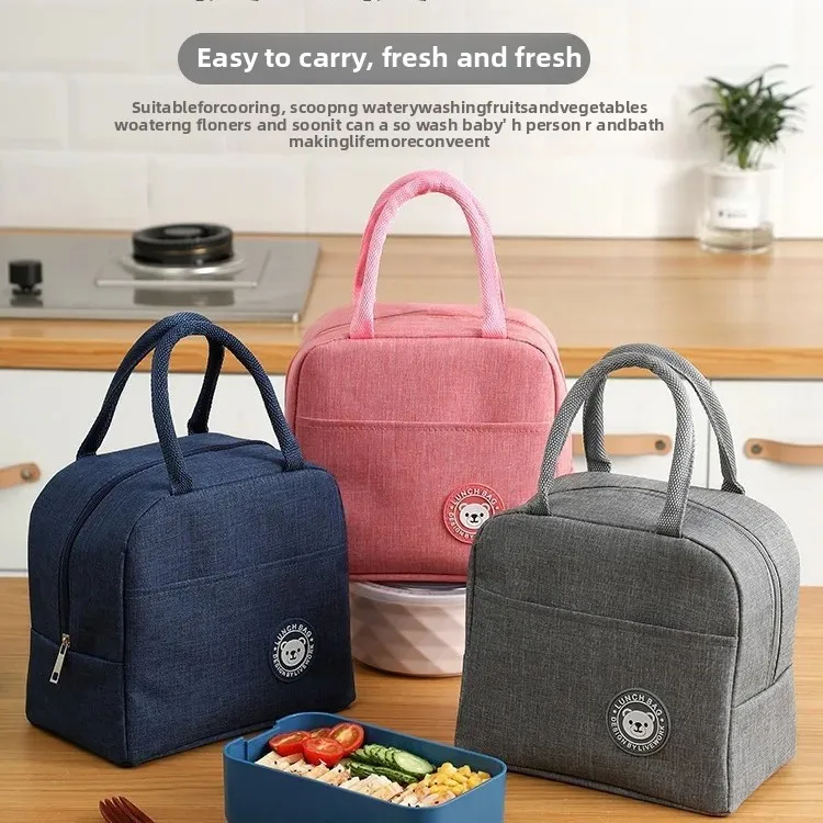 Insulated Lunch Box Bag Bento Handbag for Students with Meals Waterproof and Oil-proof Meal Bag for Office workers Thickened Aluminum Foil Bag