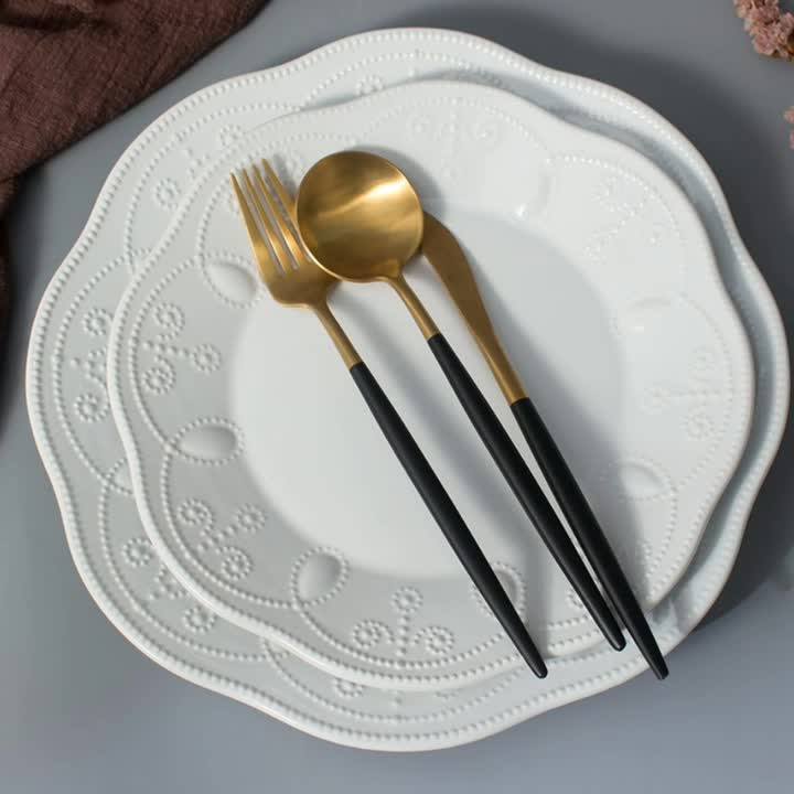 Custom Wholesale White Lace Wedding Party Porcelain Dinner Dish Plate