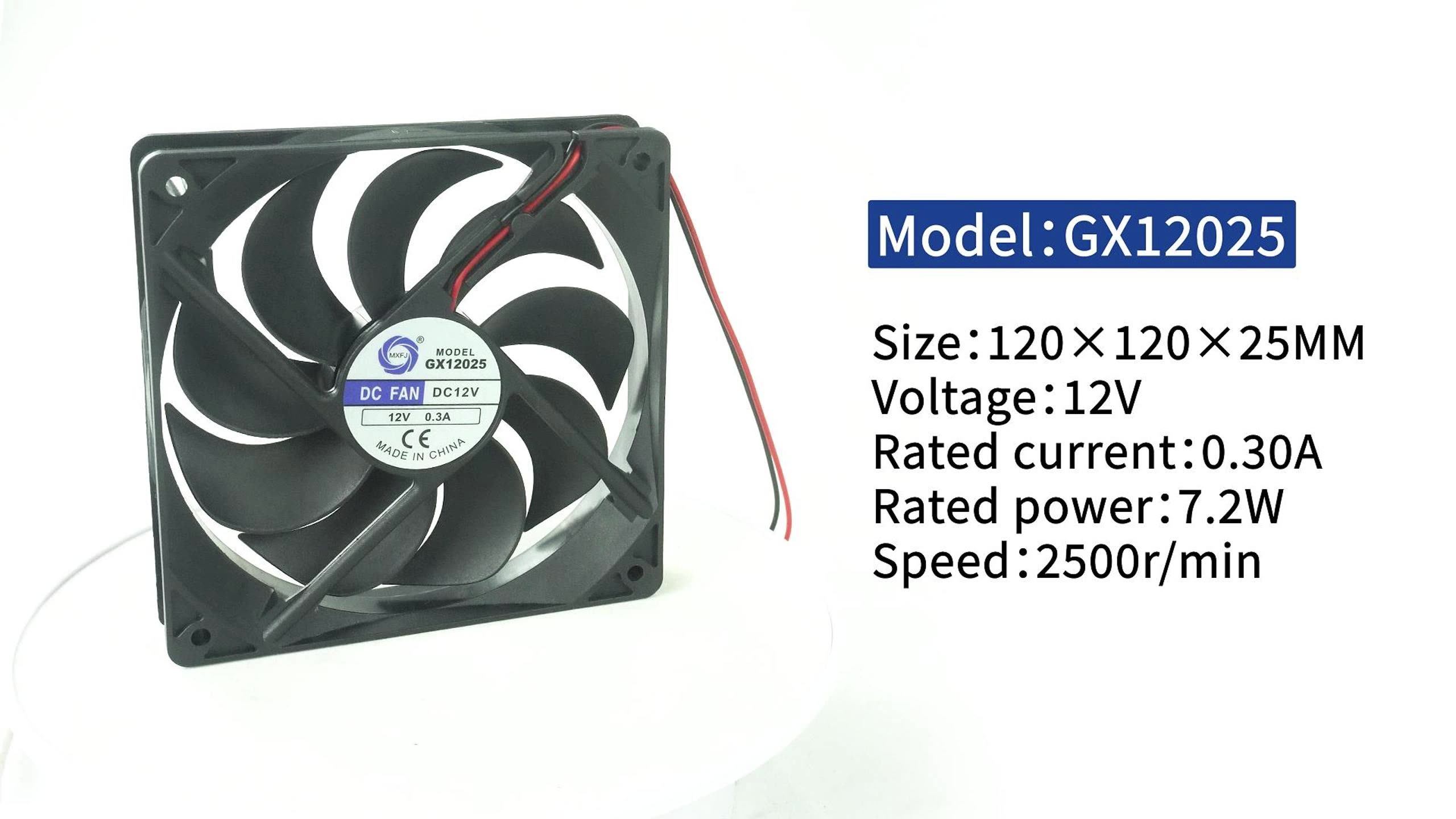 Meixing Gx12025 12v/24vdc 120x120x25mm Axial Flow Fan Ball Sleeve High ...