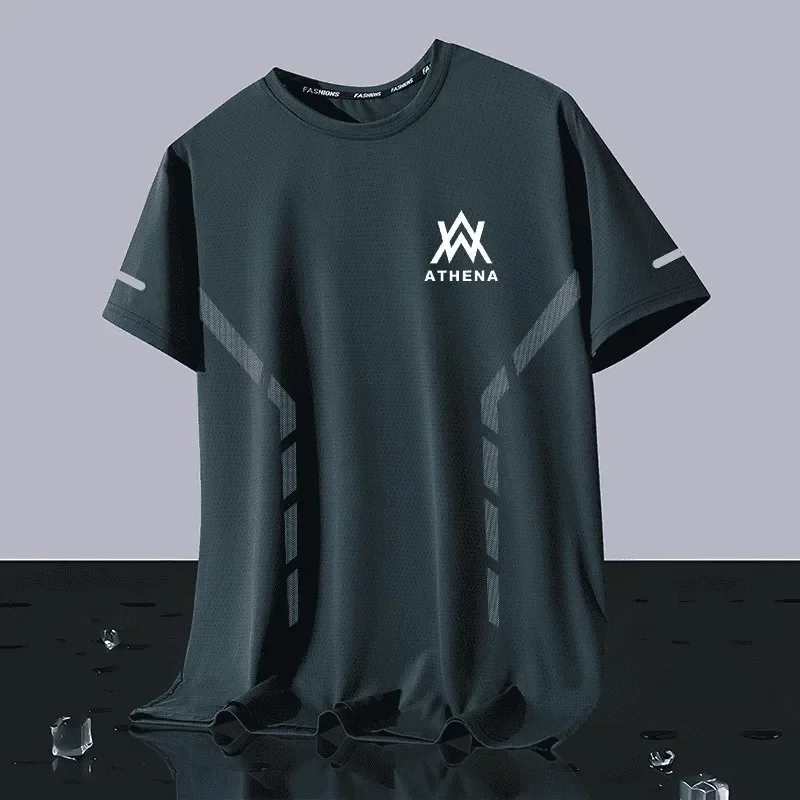 T-shirt Running Training plus size Ice Silk Short-sleeved Summer Loose Thin Mesh Fitness Men's Quick-drying Clothes Breathable Gradient