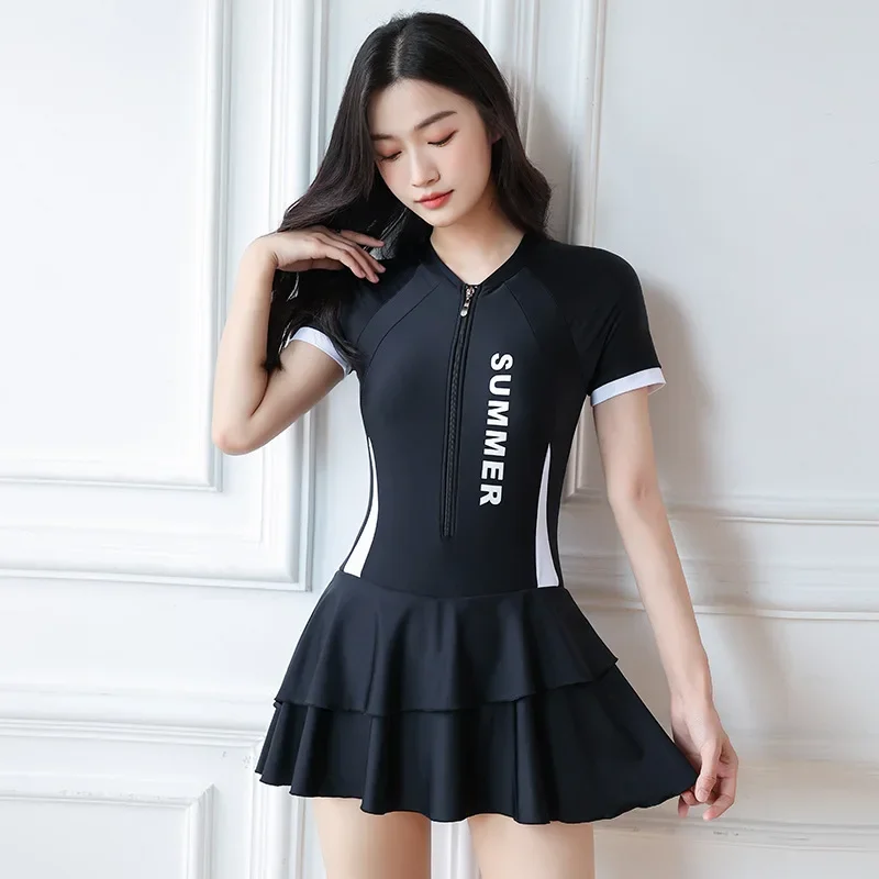 Super fairy ins swimsuit women covering their belly and making them look slimming hot springs and beach professional vacation students one-piece conservative swimsuit