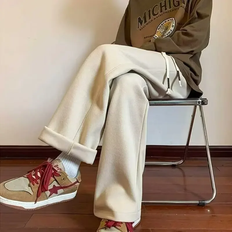 Winter New Woolen Pants Straight High Quality Dosing Loose Trendy Brand Casual Pants Sports Pants Explosive Trend