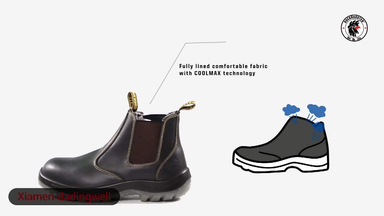 Wholesale Brand Src Australian Standard No Lace Work Boots Black Color