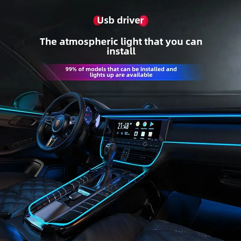 Car atmosphere light car interior led light bar usb atmosphere cold light car supplies modified wiring-free light strip