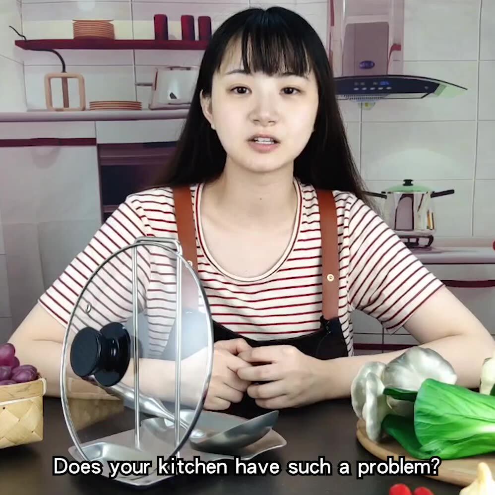 Popular Kitchen Storage Rack Stainless Steel Pot Lid Holder For Spoon