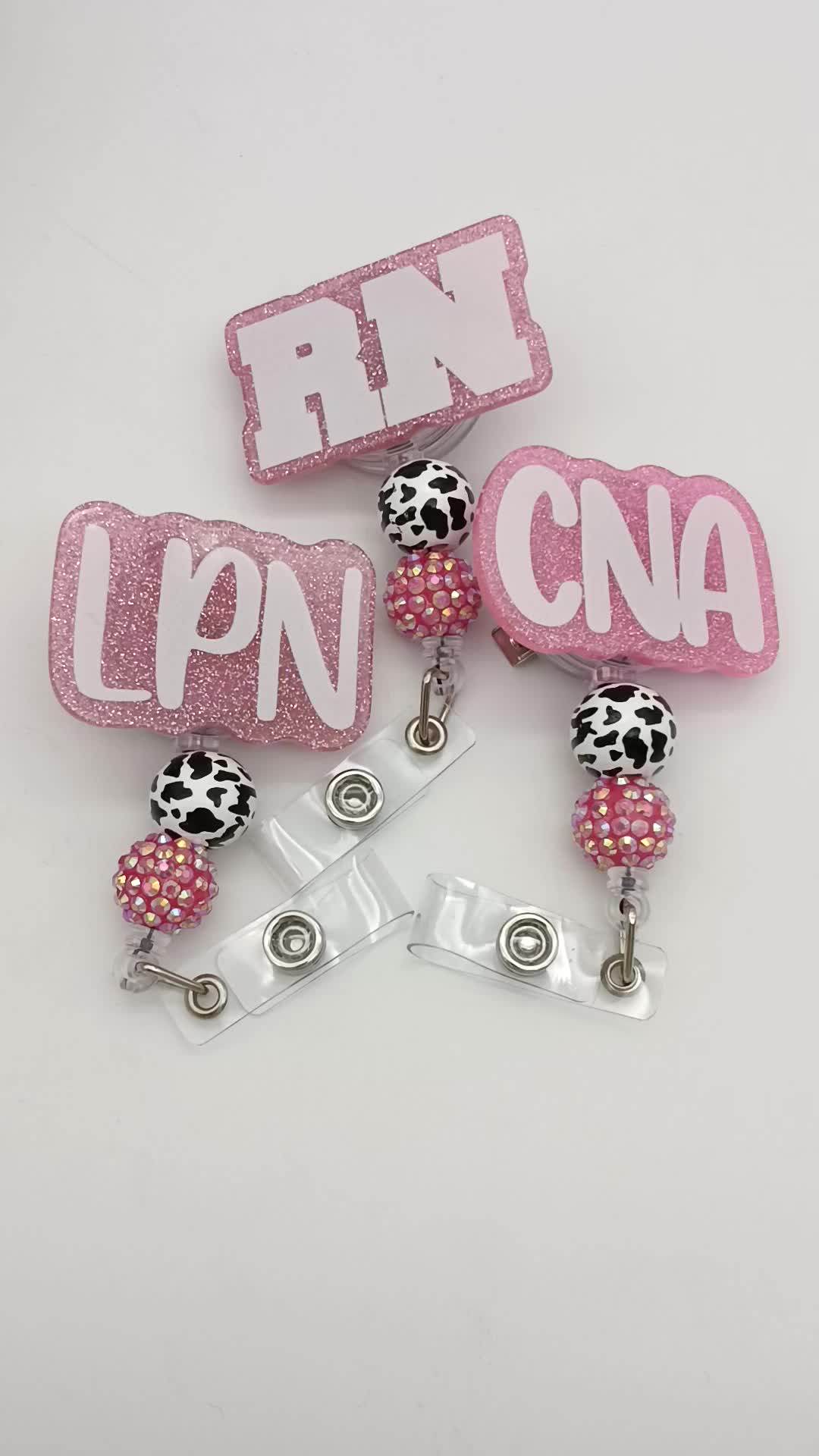 Custom Glitter Name Badge Reel For Nurses - Personalized Retractable ID Holder For Medical Assistants, CNA, RN - View #8