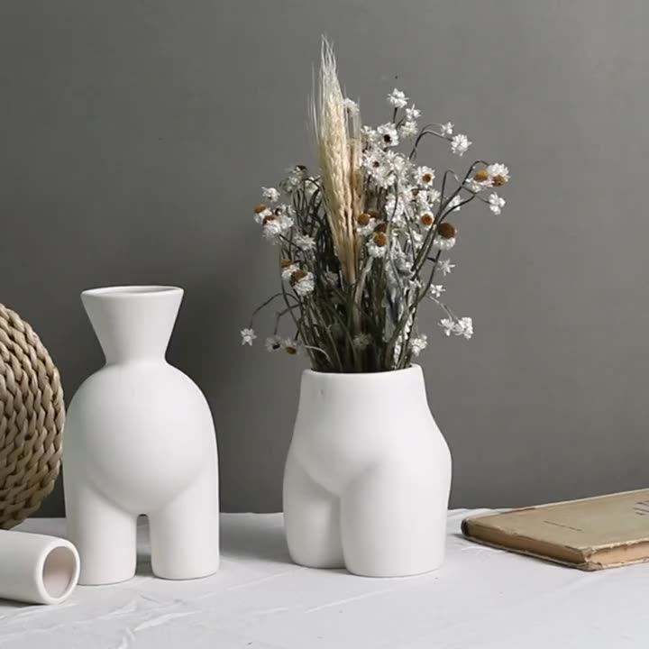 Hot Selling White Ceramic Flowers Vase Decorative Wholesale Creative Ceramic Body Vase For Home