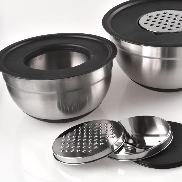 Cheap Price Stainless Steel Mixing Bowls Sets With 5 Lids And Antislip