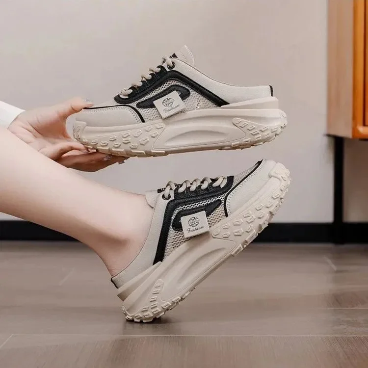 Baotou Slippers Women's Summer Outer Wear Fashion 2025 New Style Dress Thick Bottom Increased White Sandals Pregnant Women Half Slippers