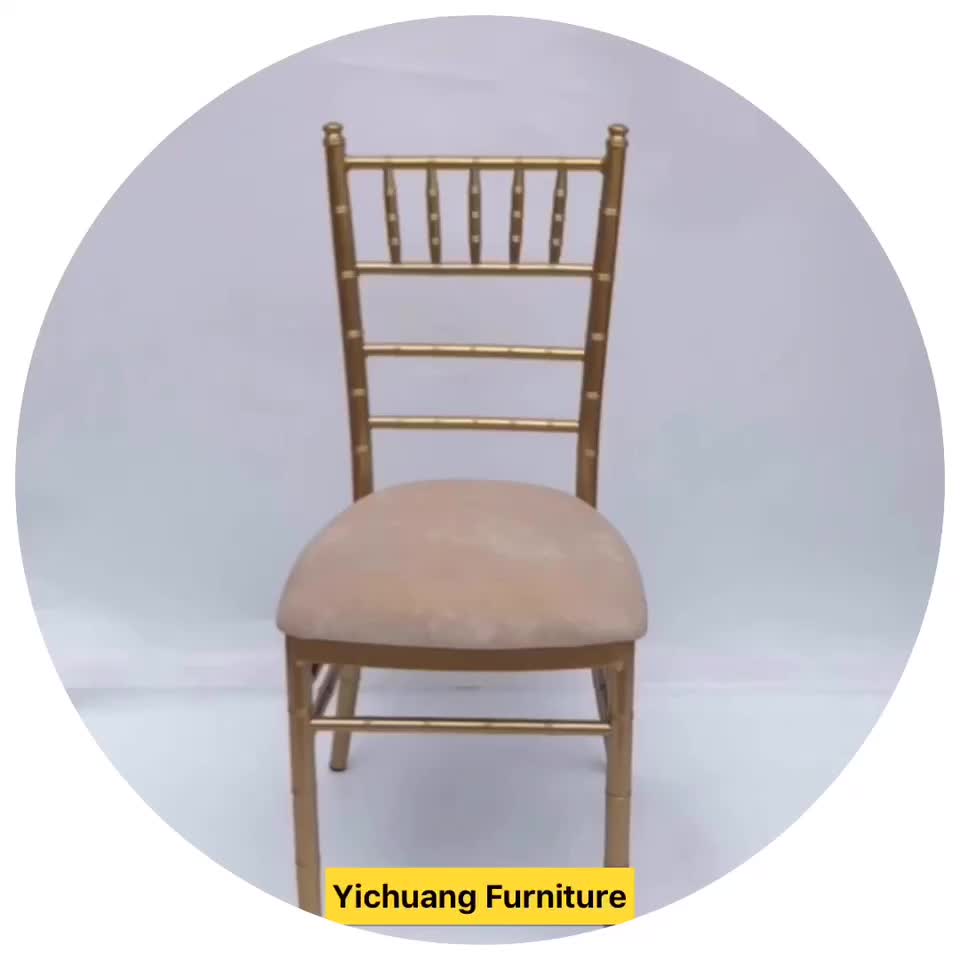 Rental Cheap Golden Wedding Chiavari Outdoor Event Chair With Cushions