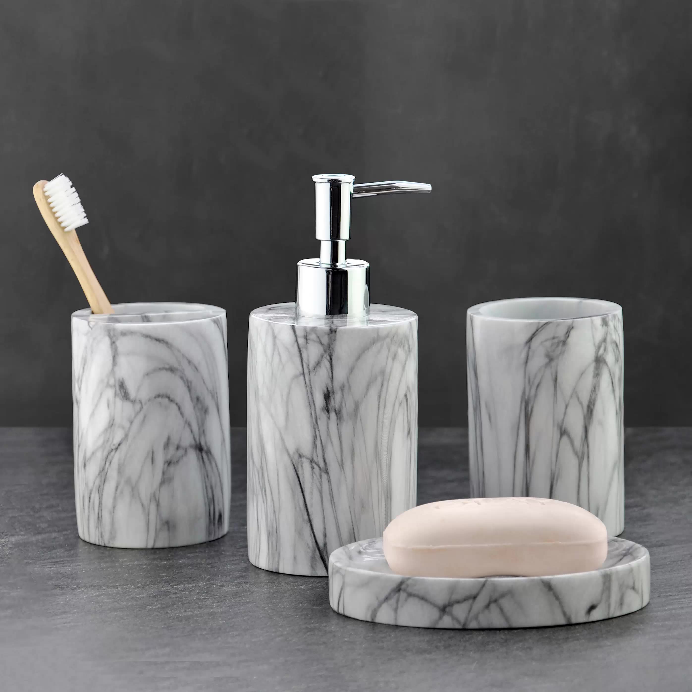 Marble Print Polyresin Bath Set Accessories - Buy Bathroom Accessory ...