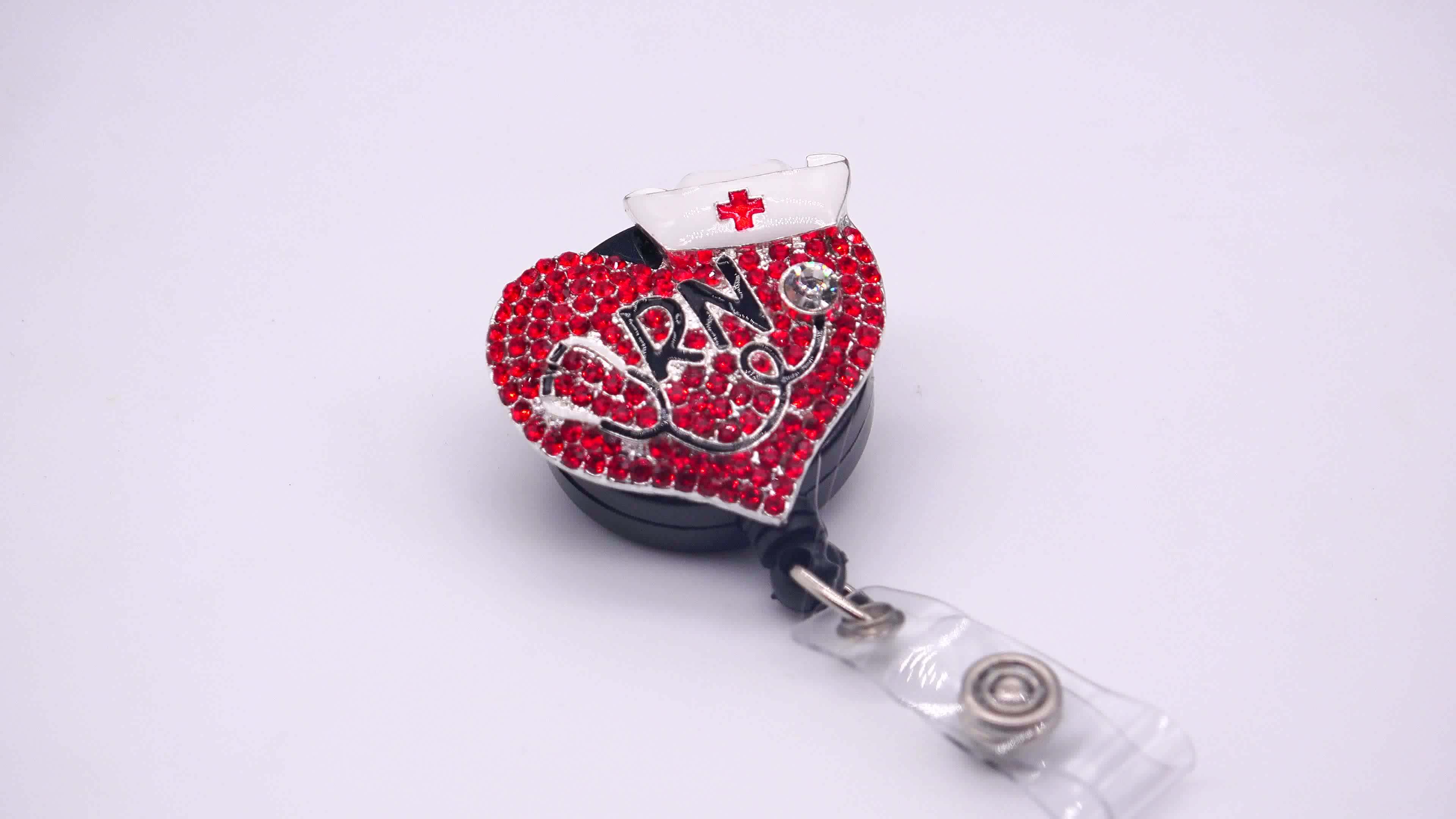 Enamel Red Heart Medical Rn Retractable Badge Reel Nurse Doctor Badge