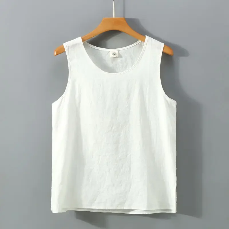 Men's retro T-shirt sleevless, solid vest, Chinese style