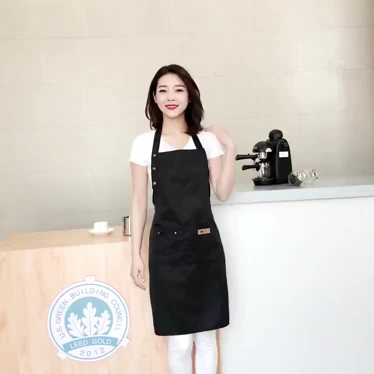 Download Cotton Long Black Kitchen Chef Apron Customized Logo Bib Apron Barista Apron - Buy Black Kitchen ...