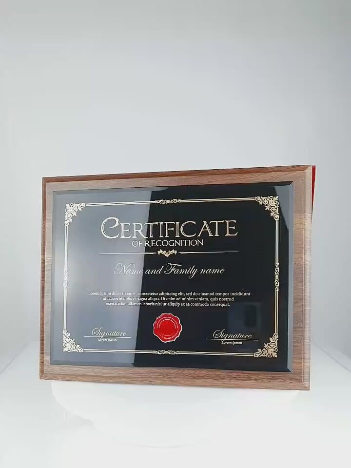 Gold foil custom authorization card folding honor plaque custom wooden trust Bronze medal Wooden certificate Solid wood medal custom