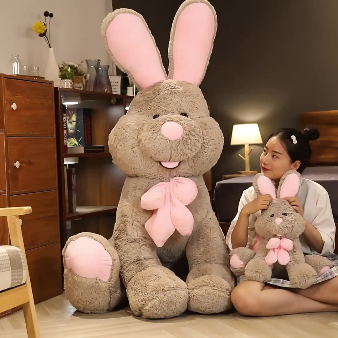 Peluche Coniglio Morbido Con Bavaglino, Animale Di Pezza Abbracciabile 40 Cm, Regalo Per Bambini E Adulti