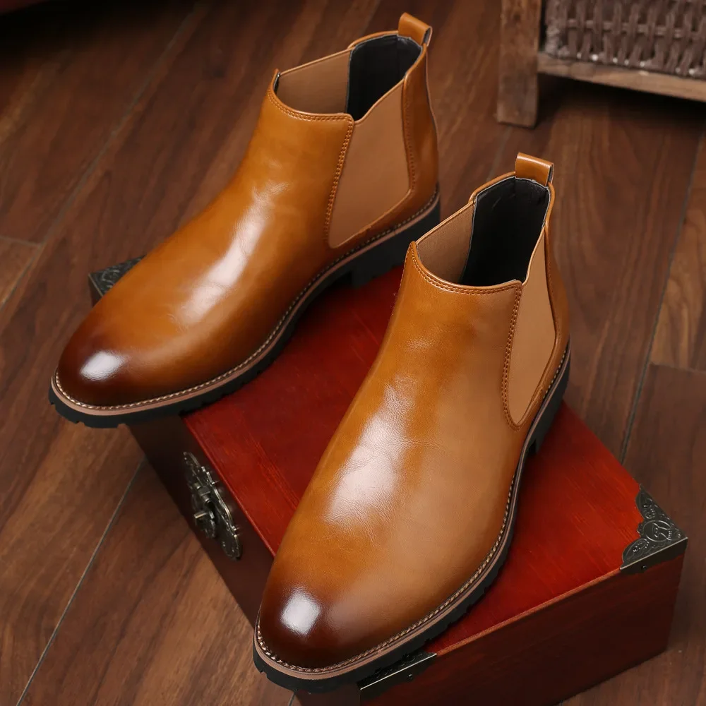 New Men's slip-on casual Chelsea boots Korean fashion short boots men's cross-border foreign trade plus size men's shoes boots