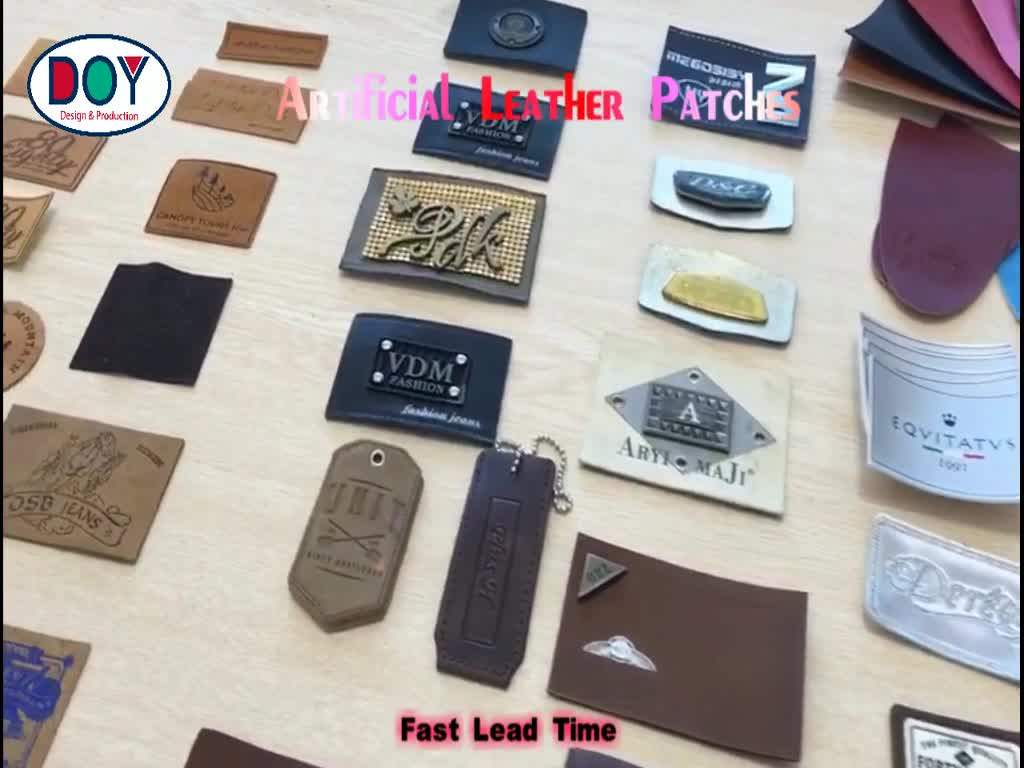 Custom Heat Press Gold Foil Stamping Logo Real Leather Patches Labels