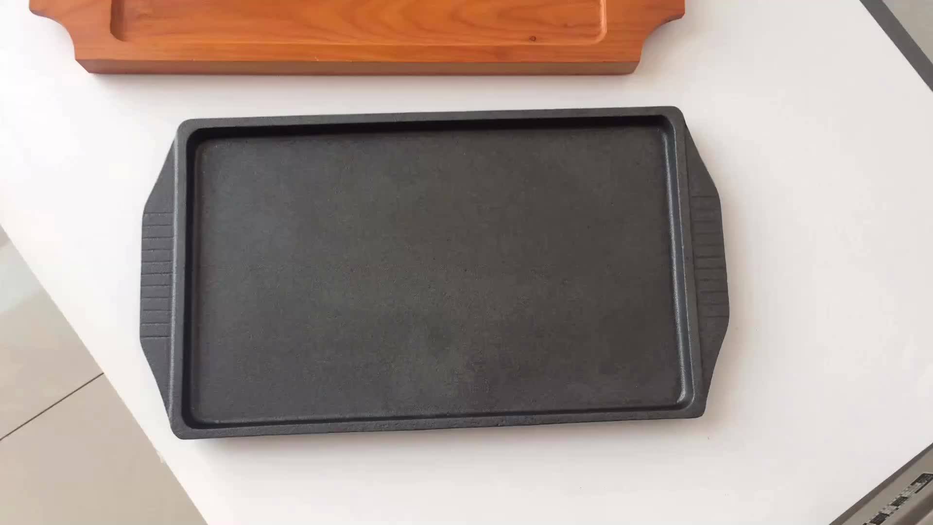 Flat Cast Iron Square Restaurant Dinner Plates With Wooden Base Buy