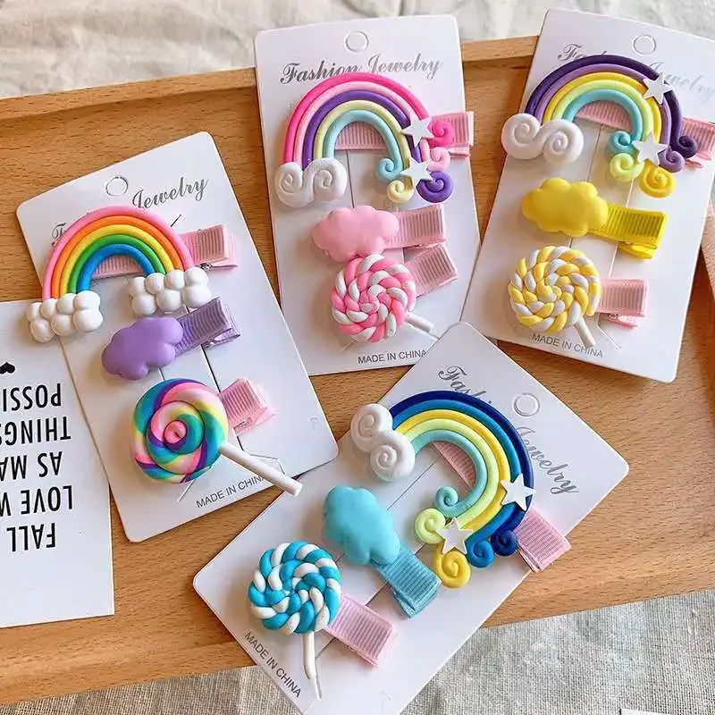 В Rainbow детские заколки для волос, челки, милые заколки, корейский стиль