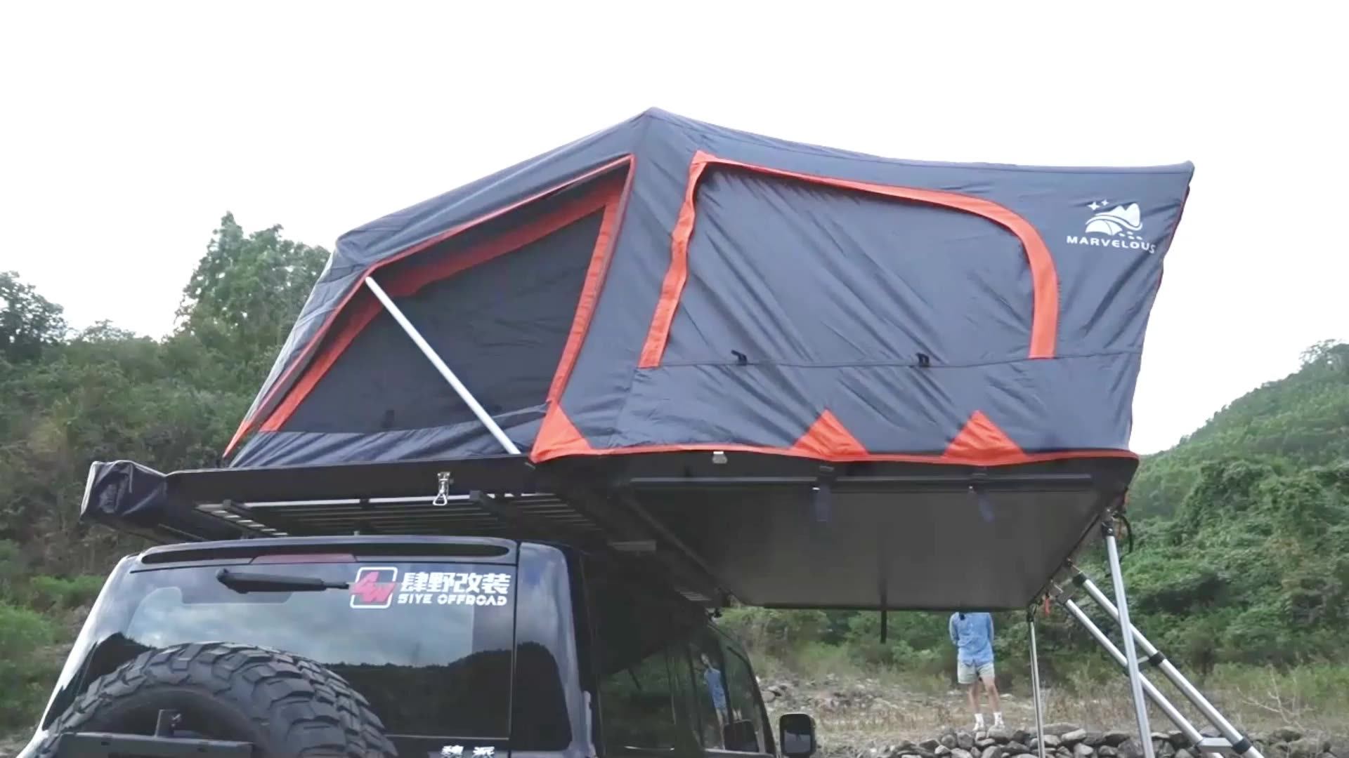 4 Person Aluminum Hard Shell Roof Top Tent for Car Camping