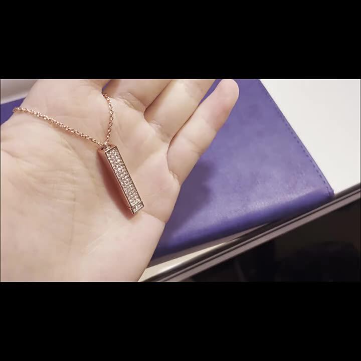 Crystal Vertical Bar Pendant Necklace 