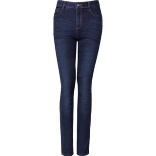 Jiechun spring and autumn high waist straight leg jeans women's large size